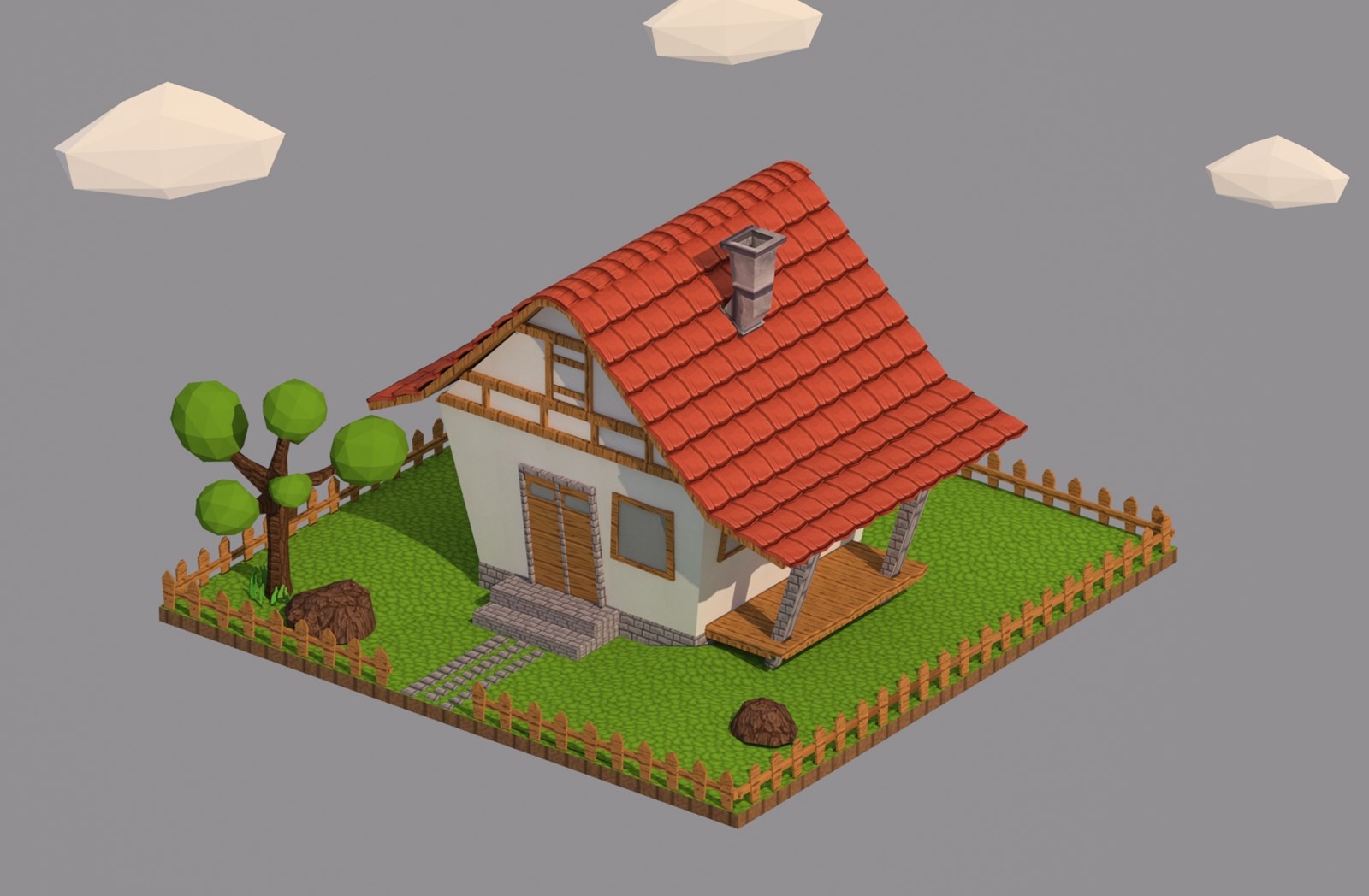 Low Poly Cartoon House